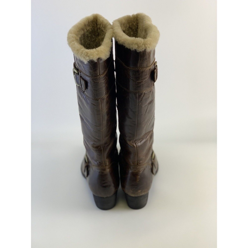 Born Randi Boots Tall Heel Shearling Lined Brown Distressed Leather Womens 11 - Picture 5 of 16